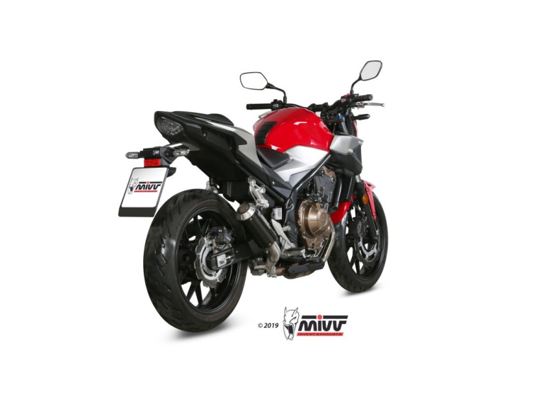 Mivv Slip-On Mk3 carbono Honda CB 500 F/X 2019-25